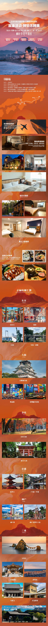 千人赏枫！日跟本州双古都东京+大阪+富士山+神户+三重 双飞6日