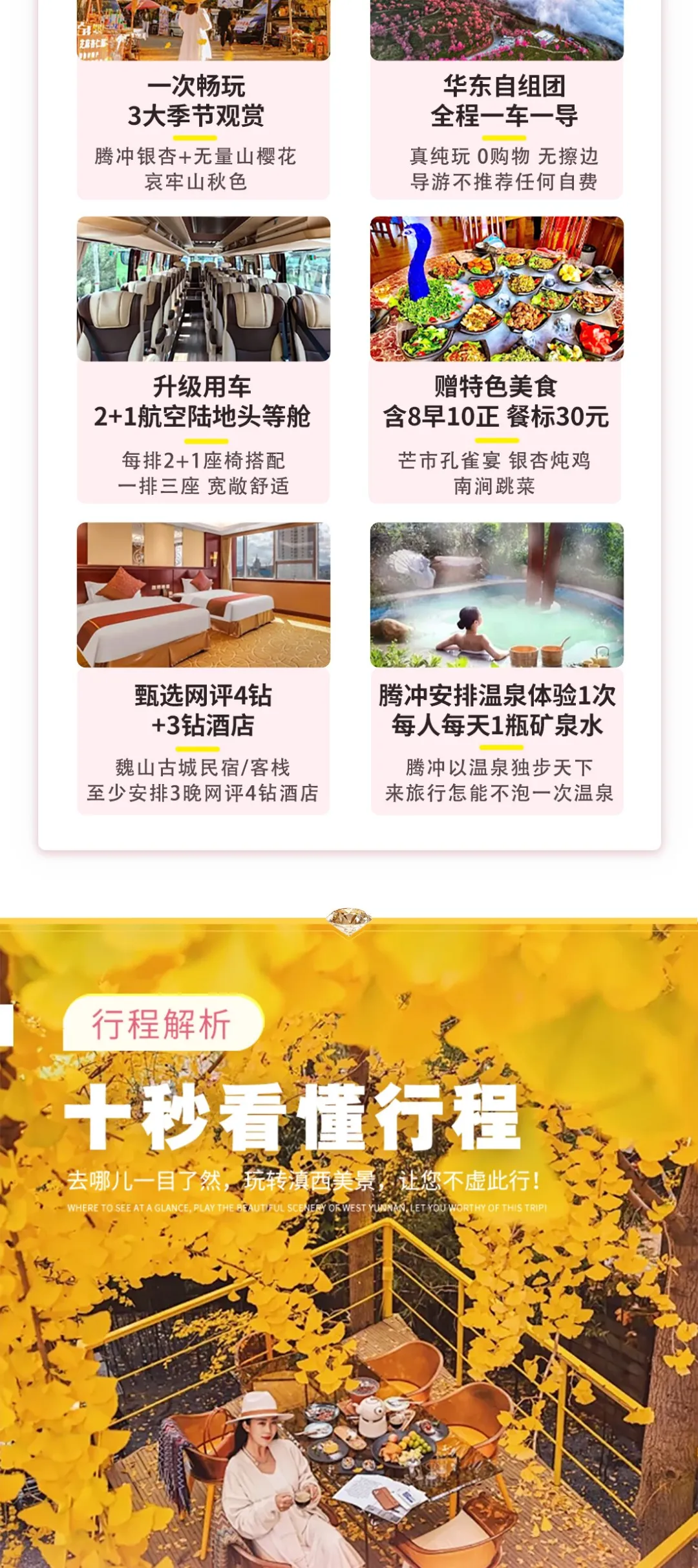 秋季限定【金秋滇西】赏3大季节·腾冲银杏·无量山樱花·哀牢山·升级3晚网评4钻·2+1航空座椅·昆明丨大理丨瑞丽丨芒市丨巍山古城·双卧12日赠腾冲温泉